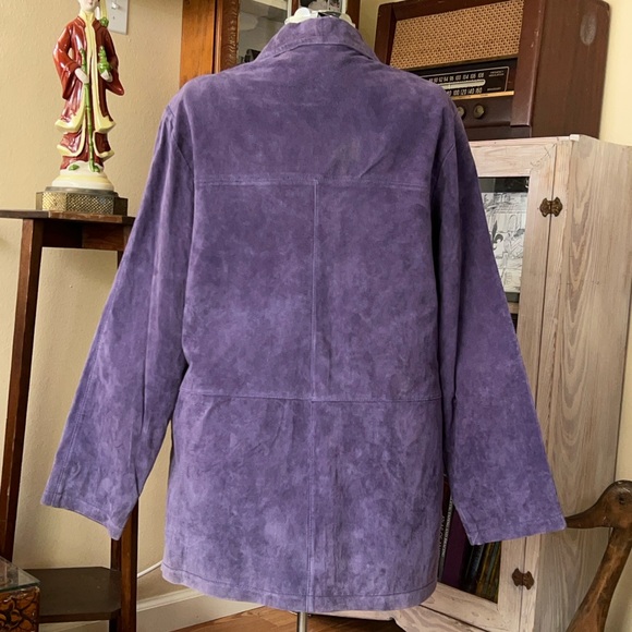Vintage Y2K Purple Genuine Leather Suede Boxy Statement Blazer Jacket minimalist - Picture 5 of 10